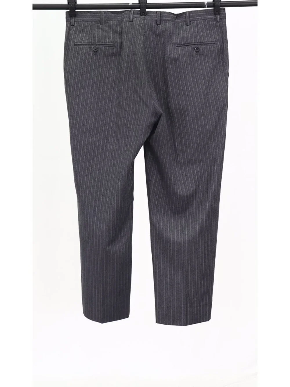Hart Schaffner Marx Union Made 46R 40x29 Gray Full Suit 2-Button Stripe R949